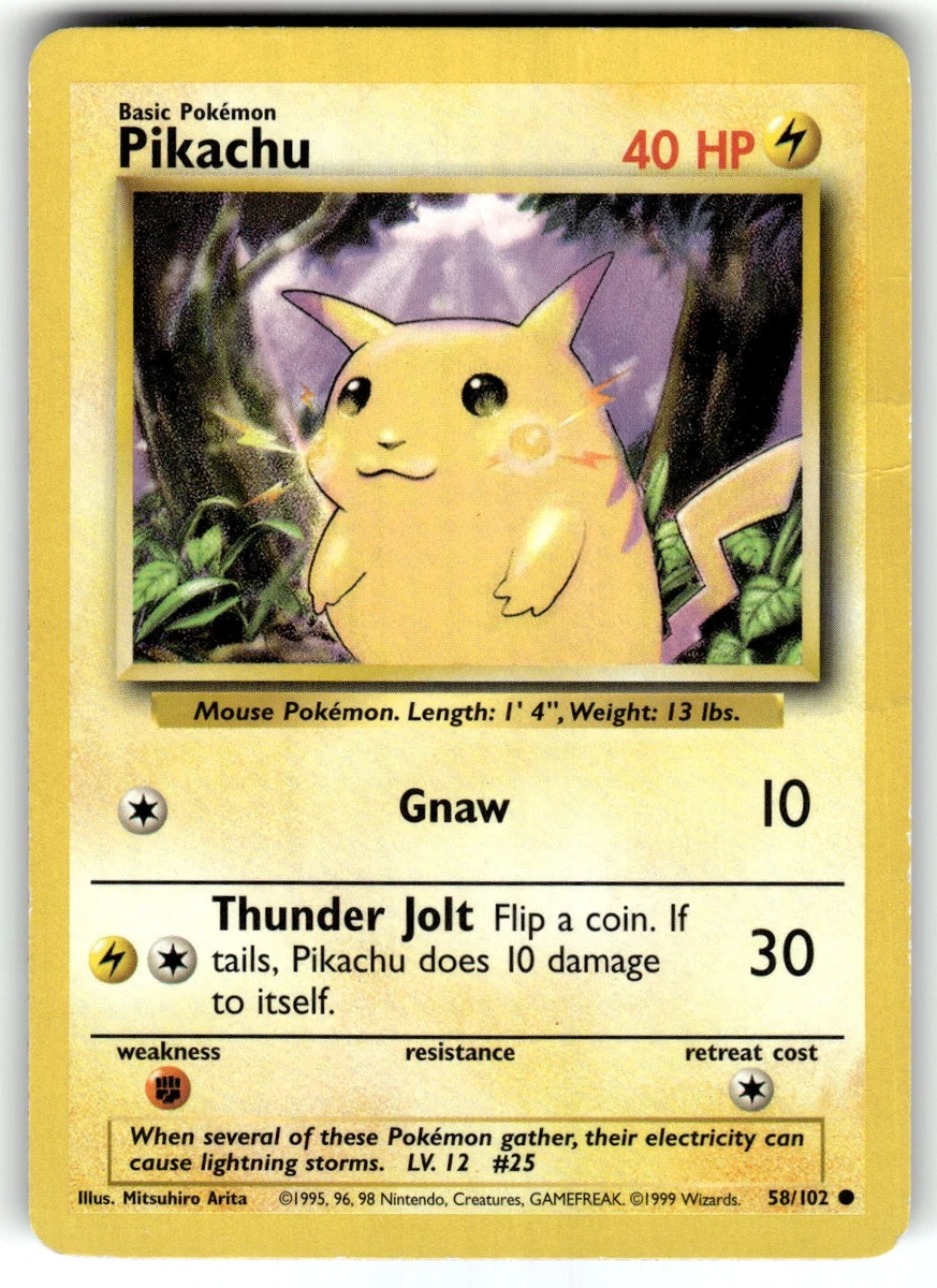 pikachu pokemon card value 58/102 Pikachu 058/102 Base Set for sale