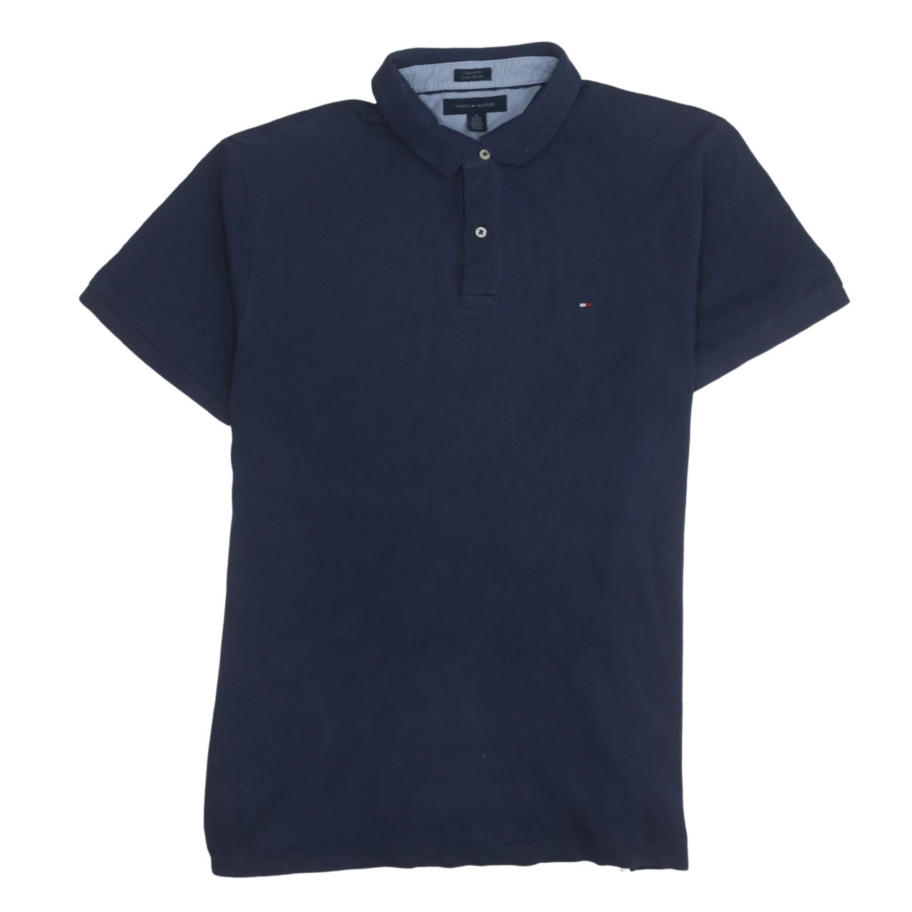 Tommy Hilfiger Womens Polo Shirt Navy Blue Cotton Embroidered Flag Logo Top XL