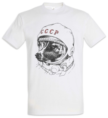 Space Dog Laika T-Shirt Russia russischer Soviet Union Astronaut Weltraum Hund