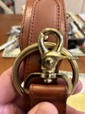 ANNE KLEIN for Oroton Wide Shaped Brown Leather Belt Brushed Gold Buckle Sz M Anne Klein for Oroton Womens Belt Brown Leather Size XL Gold  main image 4