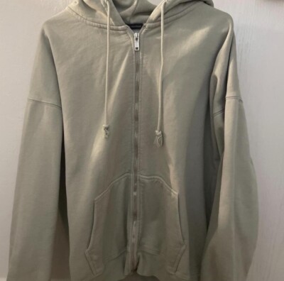 Brandy Melville Womens One Size Christy Hoodie Full Zip Oversized Sage Green