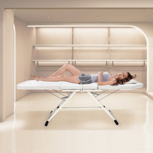 Silla de masaje plegable 71 pulgadas 3 zonas cama PVC salón Sch?nheit sofá blanco - Imagen 17 de 18