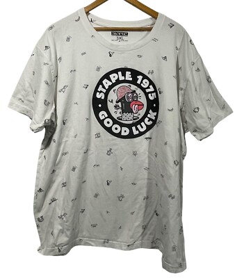 Staple T-Shirt Mens 1975 Good Luck  All Over Print Graphic Tee Short Sleeve 3XL