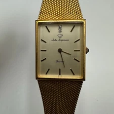 Vintage Jules Jurgensen Watch Women Gold Tone Rectangle Dial 23MM New Battery