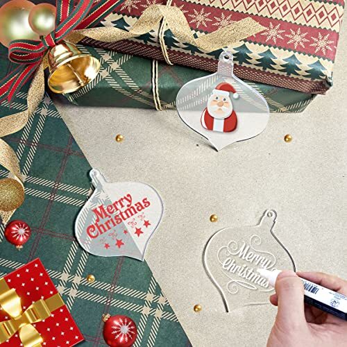 40 Pcs Clear Acrylic Christmas Ornaments, Flat Christmas Ornaments Clear Heart - Bild 5 von 7