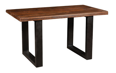 Tavolo con base in ferro e piano in legno massello riciclato di