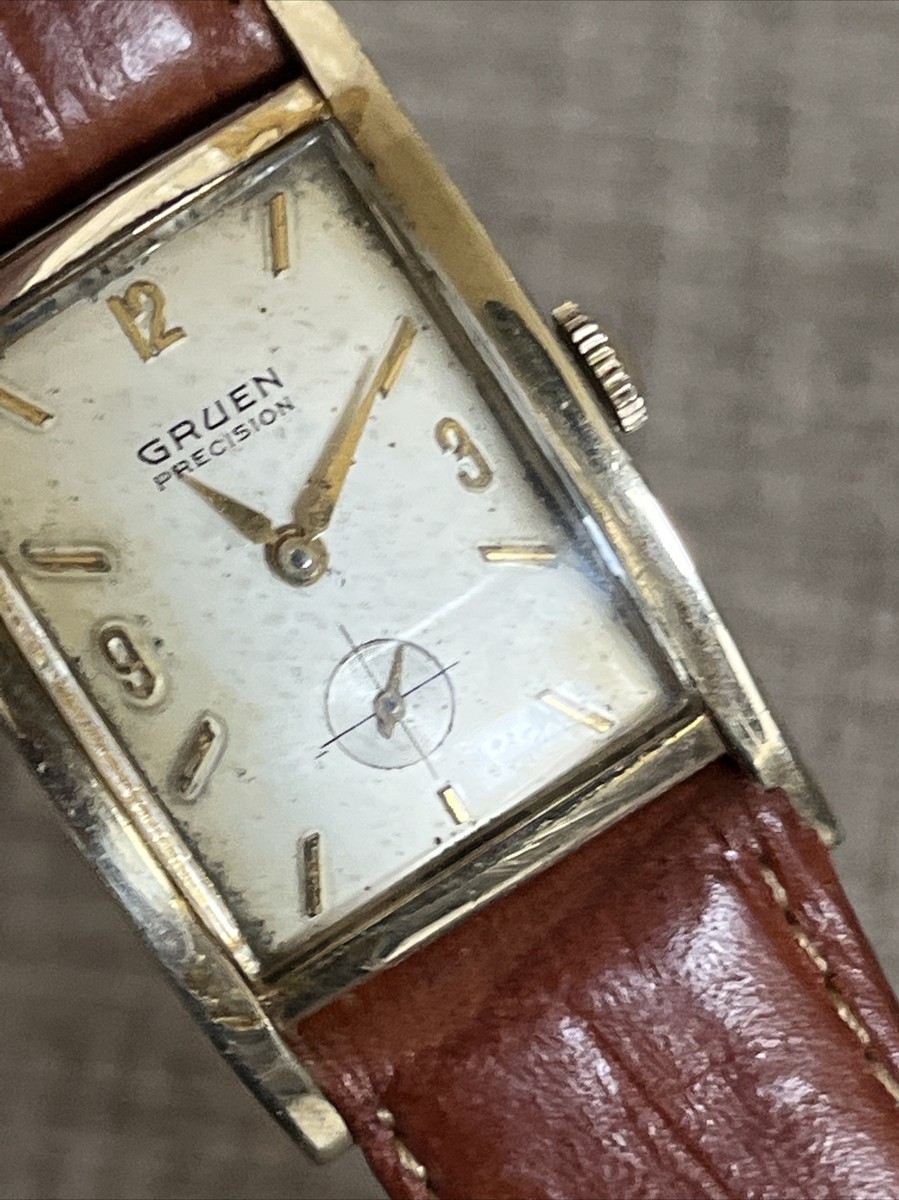 Vintage Mens Gruen Very Thin Precision Curvex 10K RGP Bezel Vintage Mens Gruen Very Thin Precision Curvex 10K RGP Bezel