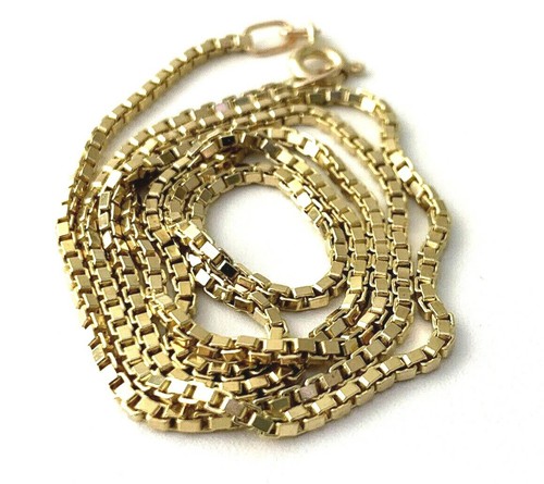 Box Chain Necklace in 14K Solid Yellow 