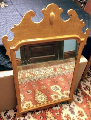 Large Antique Tiger Maple Wall Mirror Solid Wood Vtg Old 42x24