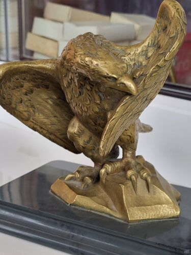 ANTICA SCULTURA AQUILA BRONZO 19-20° C. SU SUPPORTO BEL DETTAGLIO 2,05kg RARA VECCHIA - Foto 6 di 16