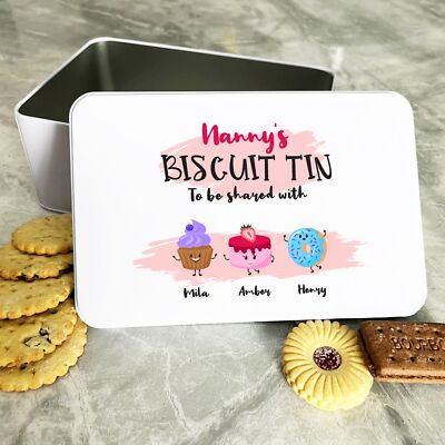 Personalisierte lächelnde Gebäck Figuren Pink Splash Nanny's Kuchen Keksdose