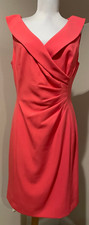 TAHARI Womens V Neck Coral Dress - Sz 10