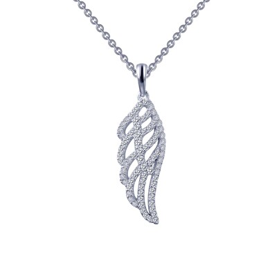 *BRAND NEW* Sterling Silver Platinum-Bonded Angel Wing Pendant 18in Necklace