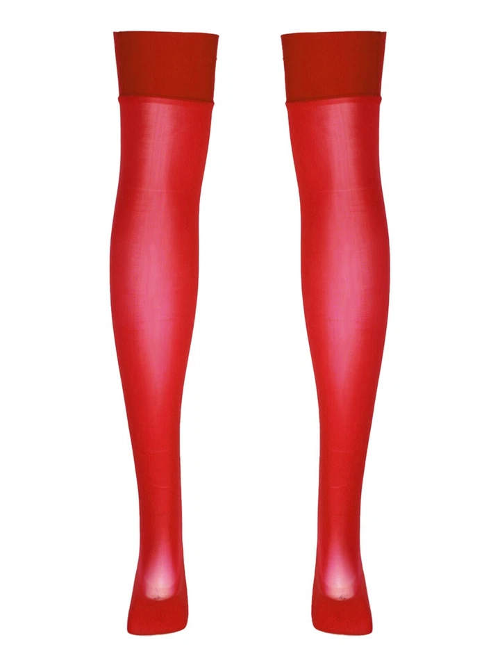 Sexy Pantimedias transparentes brillantes de encaje hasta el muslo para mujer Foto 2 de 4