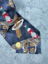 TABASCO Mens Black 100% Silk Neck Tie Pepper Sauce Cajun Shrimp USA Made Classic