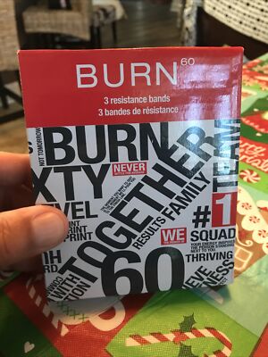 Burn 60 Set of 3 Resistance Bands, New in Box Exercise Training
