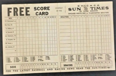 MLB Chicago White Sox Baseball Scorecard Comiskey Park vs Washington ...