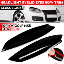 Pair Gloss Black Headlight Cover Eyelid Eyebrow For VW GOLF MK5 GTI R 2005-2007