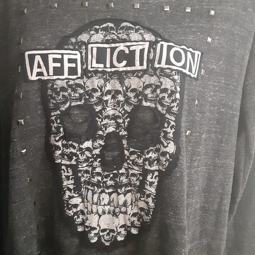 Affliction Black Premium sz S Studded Skull T-Back Top - 第 1/9 張圖片