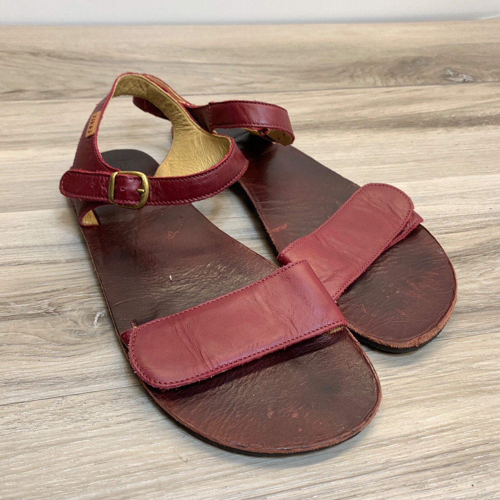 Tikki Leather Womens Classic Barefoot Sandals in Red Leather