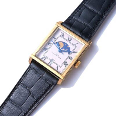 WMT Curvex G01 Edelstahl Quarz Mondphase Gold Rechteckig Leder Unisex Uhr