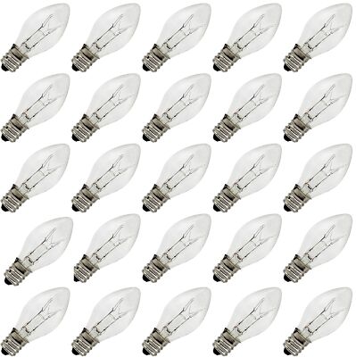 Creative Hobbies  Box of 25 Clear Blinker Light Bulbs, C7 Candelabra Base,Ran...