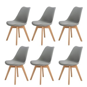 Details About Set Of 6 Tulip Dining Office Chair With Solid Wood Oak Legs Armless Padded Chair