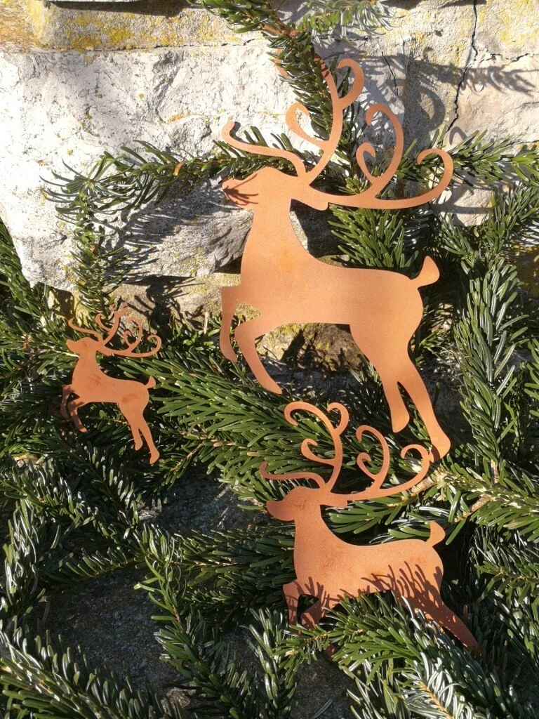 5 Decorazioni Per Albero Di Natale - Ciondoli A Forma Di Renna Con Campanella - Colore Oro - 20x13 Cm