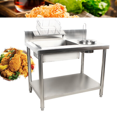 Commercial Breading Table Fried Food Prep Fry Chicken Work Table Breader Station