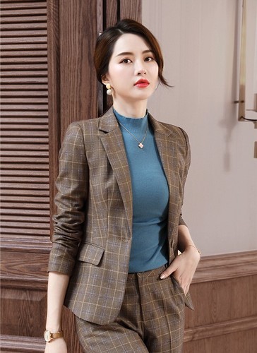Blazer Pants Suit Women Office Work Business Formal Clothing Plaid Size 2-14 New - Picture 17 of 43