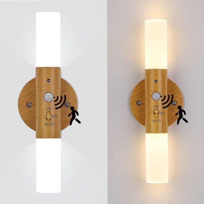 2PCS Motion Sensor Wall Lamp Rechargeable Night Light Wireless LED Wall Light
