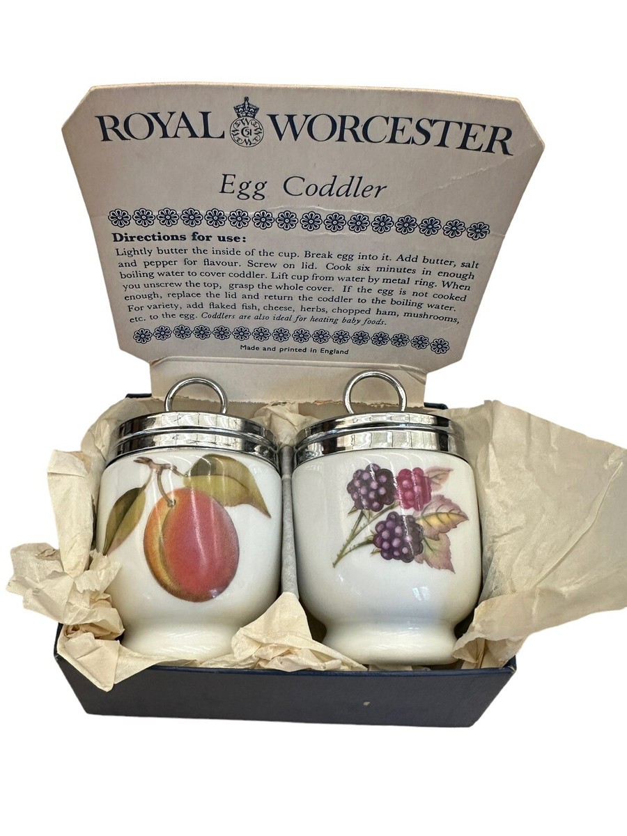Vintage Set Of Royal Worcester Evesham Porcelain Egg Coddler