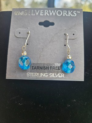 Silverworks Ohrringe Sterlingsilber hellblau. Neu mit Etikett. durchbohrt. 1 1/4'' Drop