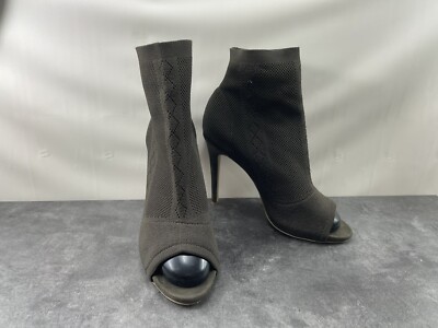 ShoeDazzle Heels Women 10 M Anka Shoes Green Black Knit Slip On Sock Peep Pumps