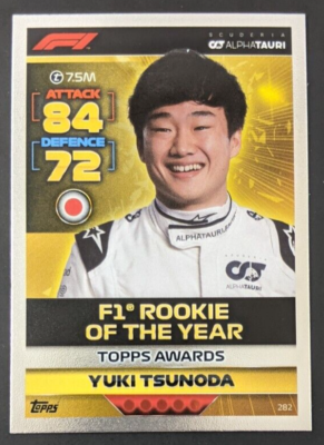Yuki Tsunoda #282 Awards 2022 Topps Turbo Attax F1 Foil Formula 1