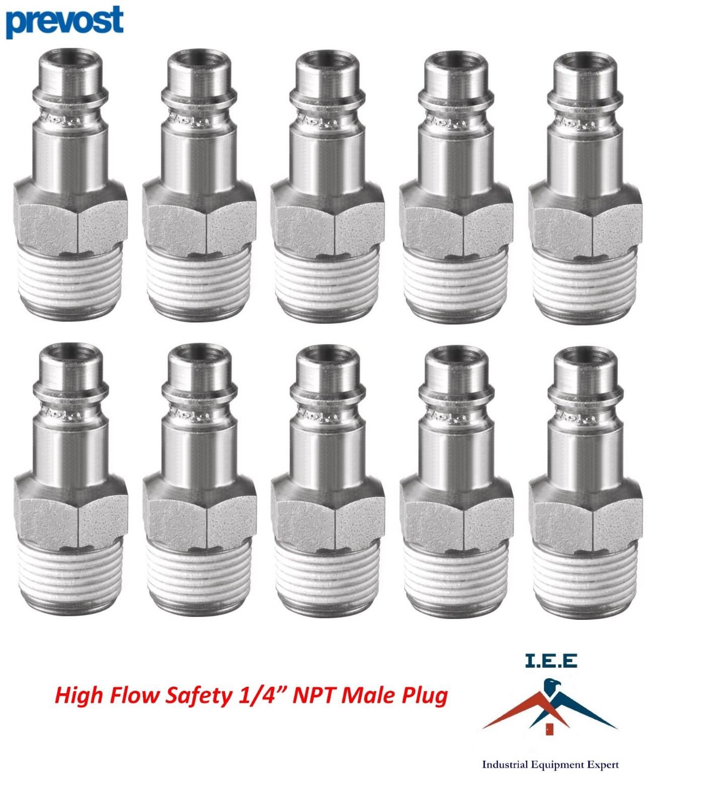 10 Pack Prevost 1/4" NPT High Flow Safety Tapered Male Thread Plug ERP 076251