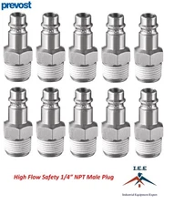 10 Pack Prevost 1/4" NPT High Flow Safety Tapered Male Thread Plug ERP 076251
