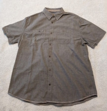 Mens GRIZZLY MOUNTAIN charcoal gray SS full-button lightweight flannel shirt XXL