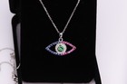 Sapphire Evil Eye Pendant Green Tsavorite Natural Stones Sterling Silver 925 — photo 4