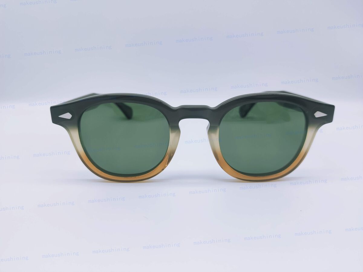MOSCOT LEMTOSH GREY BROWN FADE Green Lenses Sun Glasses 46 MOSCOT LEMTOSH GREY BROWN FADE Green Lenses Sun Glasses 46