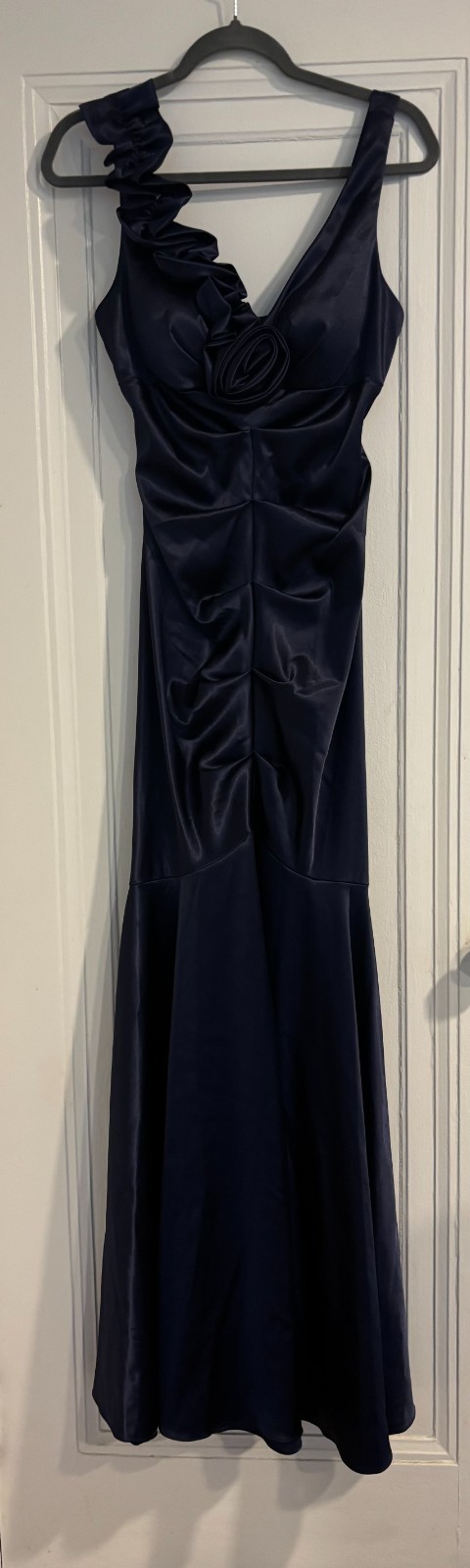 Vestido Xscape Mujer 10P Azul Satinado Acanalado Sirena Formal Joanna Chen Vestido de Noche