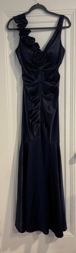 Xscape Dress Women 10P Blue Satin Ruched Mermaid Formal Joanna Chen Evening Gown