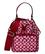 Michael Kors Khai Small Bucket Shoulder Crossbody Nylon Bag MK Dark Raspberry