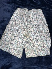 Vintage 50s/60s High Waisted Floral Women's Shorts, 18 Purple, Pink Blue