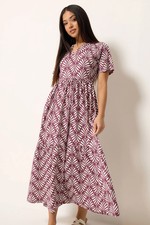 M&Co Petite Women's Leaf Print Cotton Maxi Dress