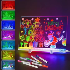 Acrylic Dry Erase Board with Light, 13.7"X10" 7 Color Changing Touch LED Note Bo