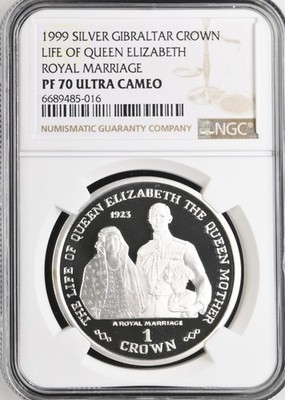 1999 Gibraltar 1 Crown Life of Queen Elizabeth Royal Marriage