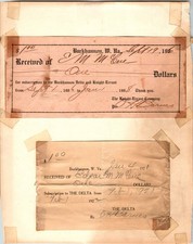 Set of 2 Subscription Receipt First Dollar Buckhannon WV Document 1906 1921