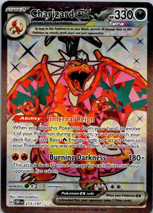 Pokemon TCG Charizard ex 215/197 Obsidian Flames NM (SKU 1-2)