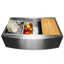 AKDY Handmade Farmhouse Apron Front 33 in. x 22 in. Single Bowl